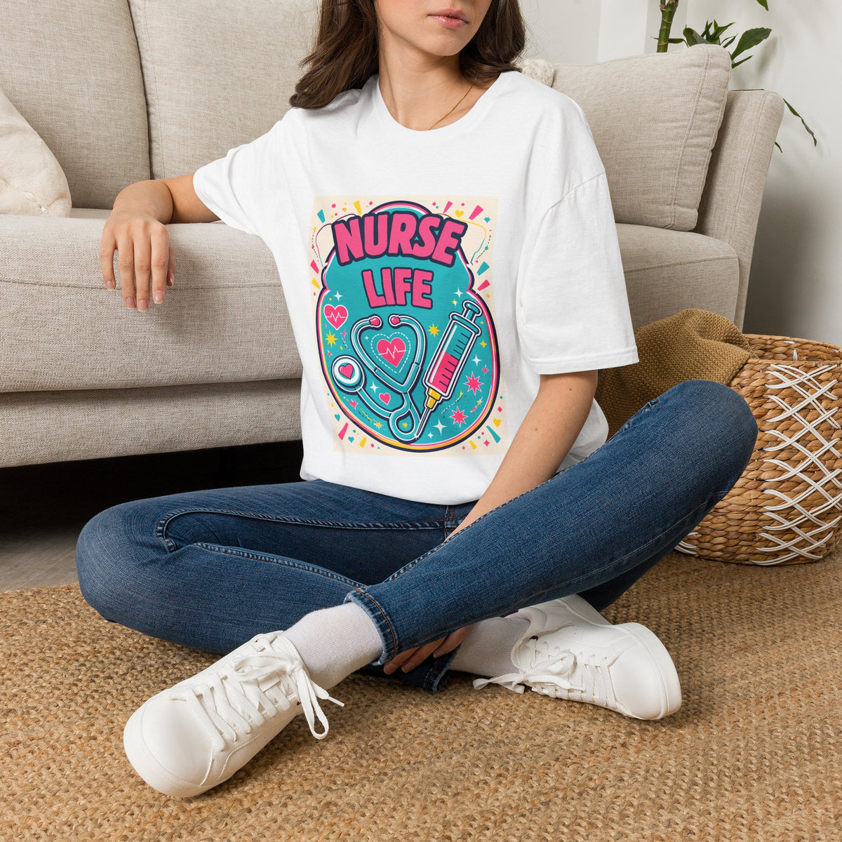 Nurse Life T-Shirt — Colorful Stethoscope & Syringe Graphic for Nurses