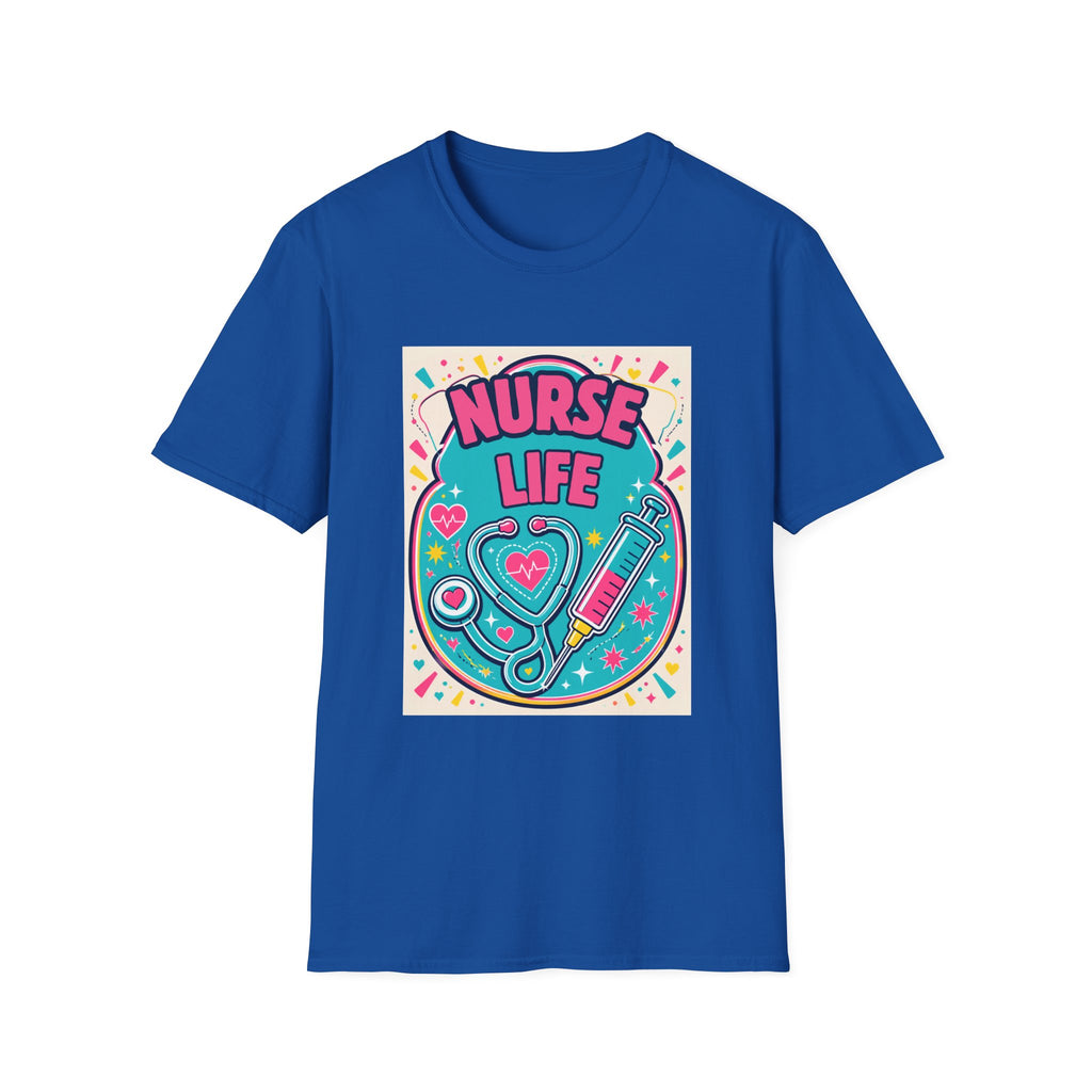 Nurse Life T-Shirt — Colorful Stethoscope & Syringe Graphic for Nurses