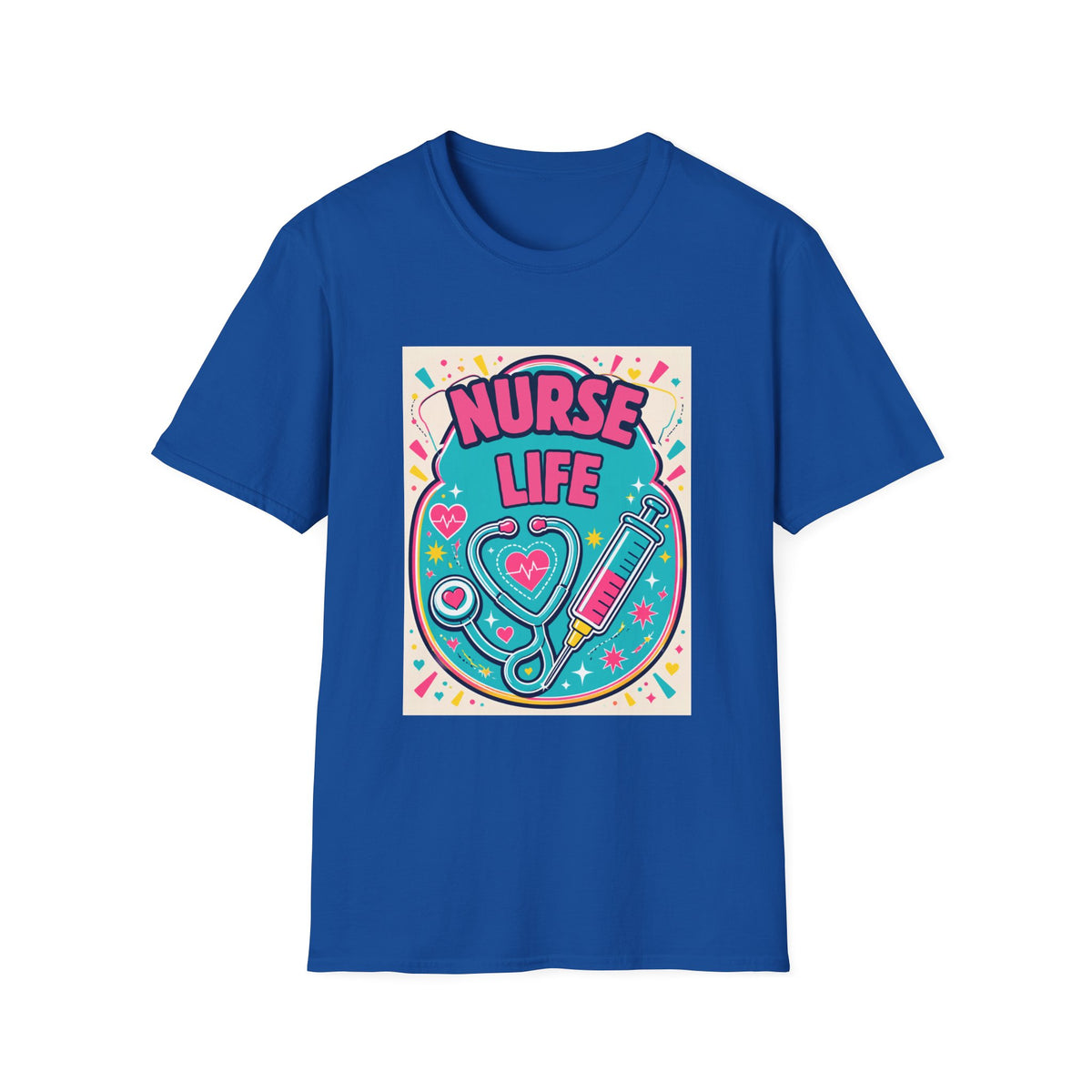 Nurse Life T-Shirt — Colorful Stethoscope & Syringe Graphic for Nurses