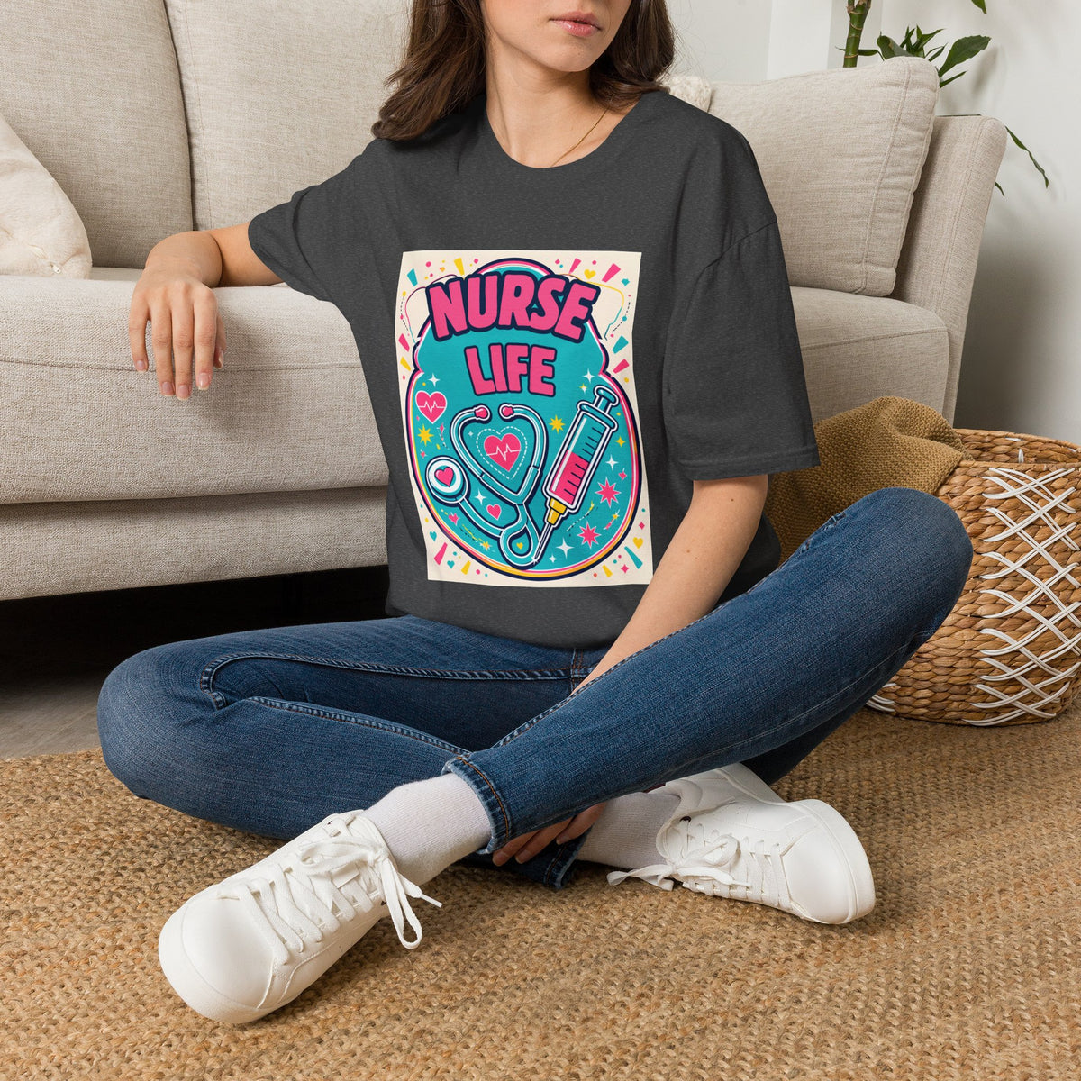 Nurse Life T-Shirt — Colorful Stethoscope & Syringe Graphic for Nurses