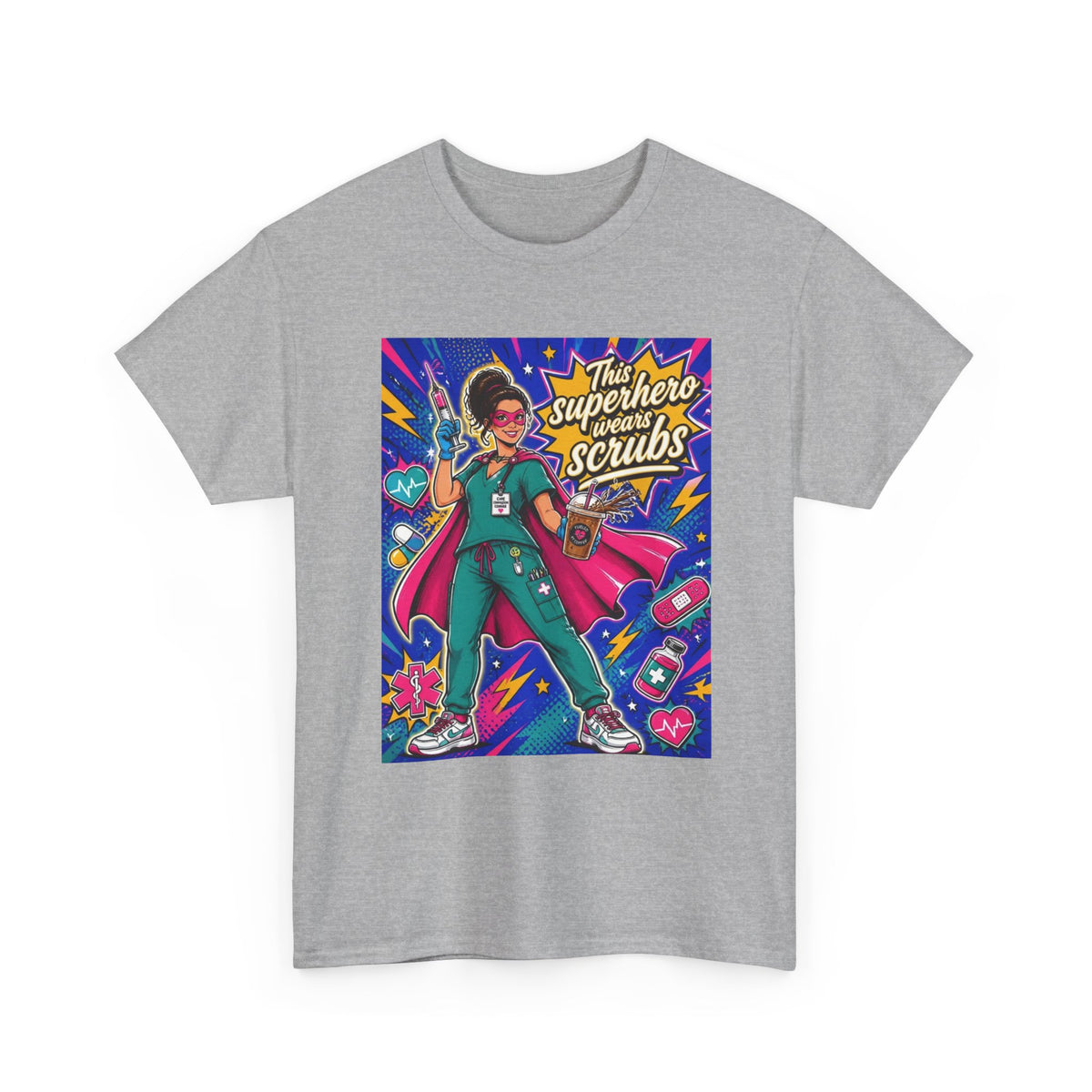 Superhero Scrubs Tee — "This Superhero Wears Scrubs" Nurse Medical Appreciation T-Shirt