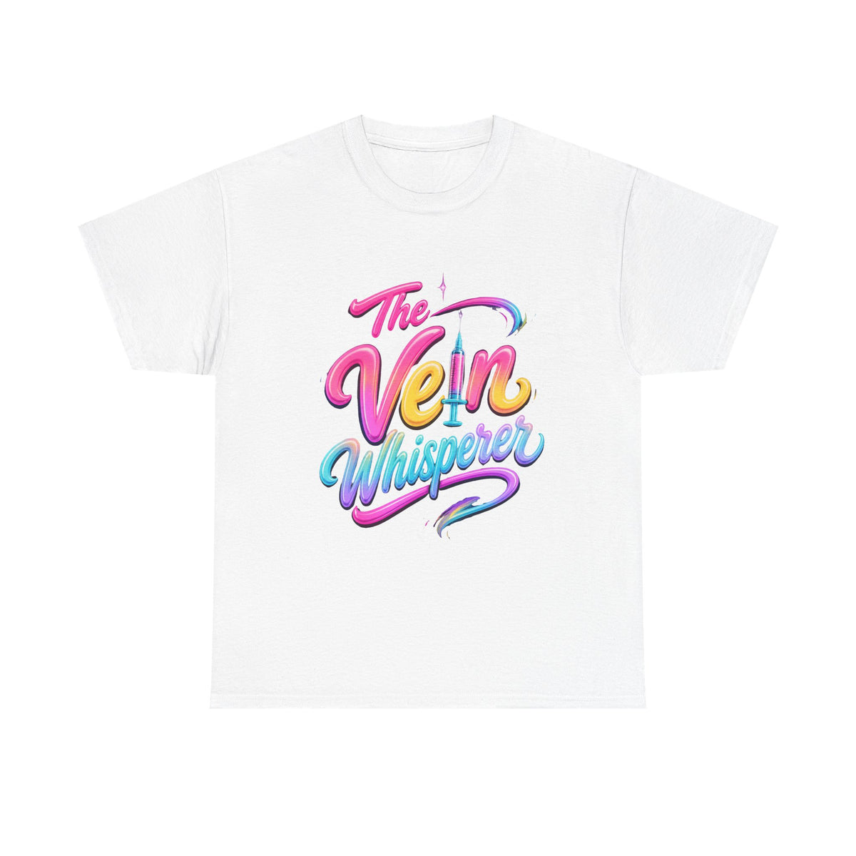 The Vein Whisperer T-Shirt — Colorful Retro Script Medical Enthusiast Tee