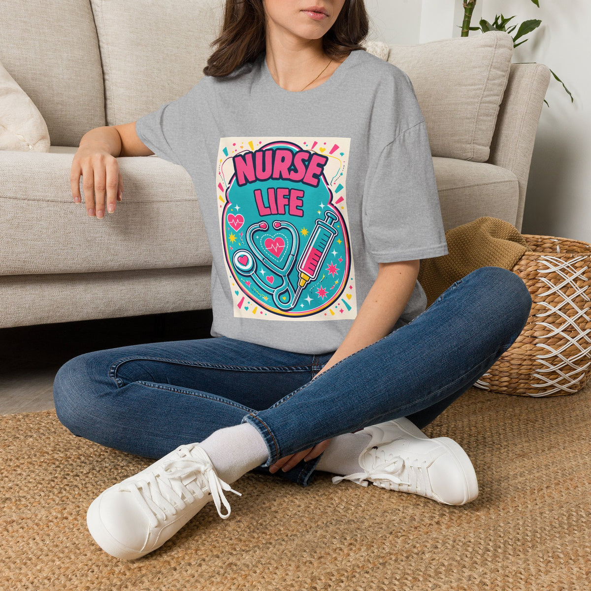 Nurse Life T-Shirt — Colorful Stethoscope & Syringe Graphic for Nurses