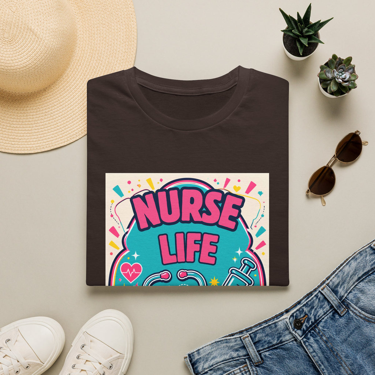 Nurse Life T-Shirt — Colorful Stethoscope & Syringe Graphic for Nurses