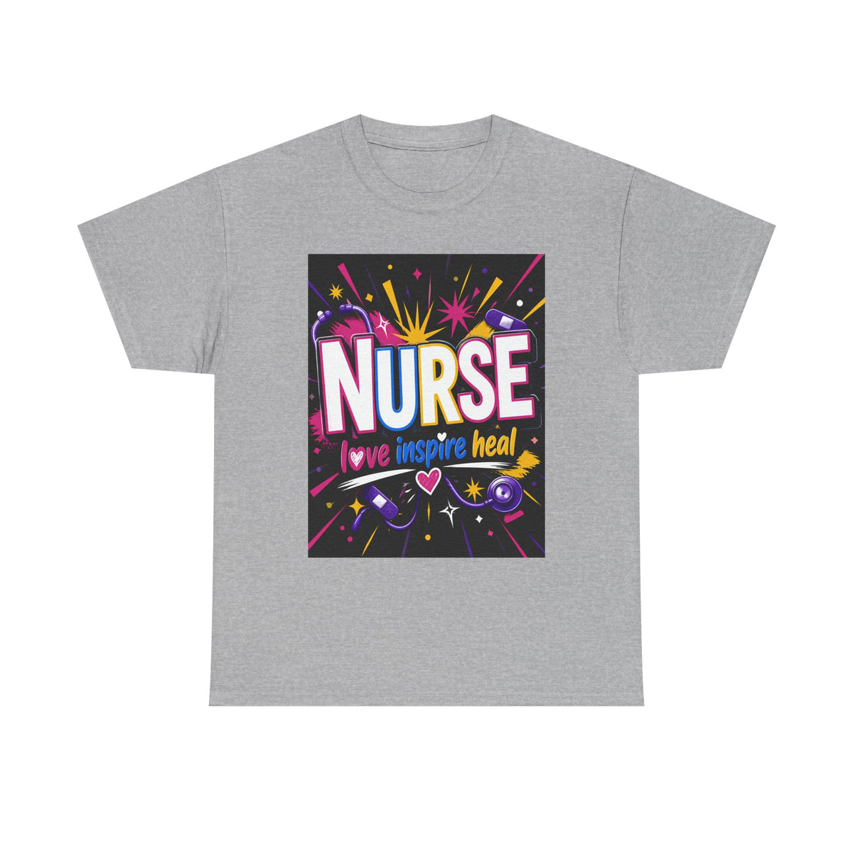 Nurse I Love, Inspire, Heal T-Shirt — Colorful Appreciation Tee for Nurses