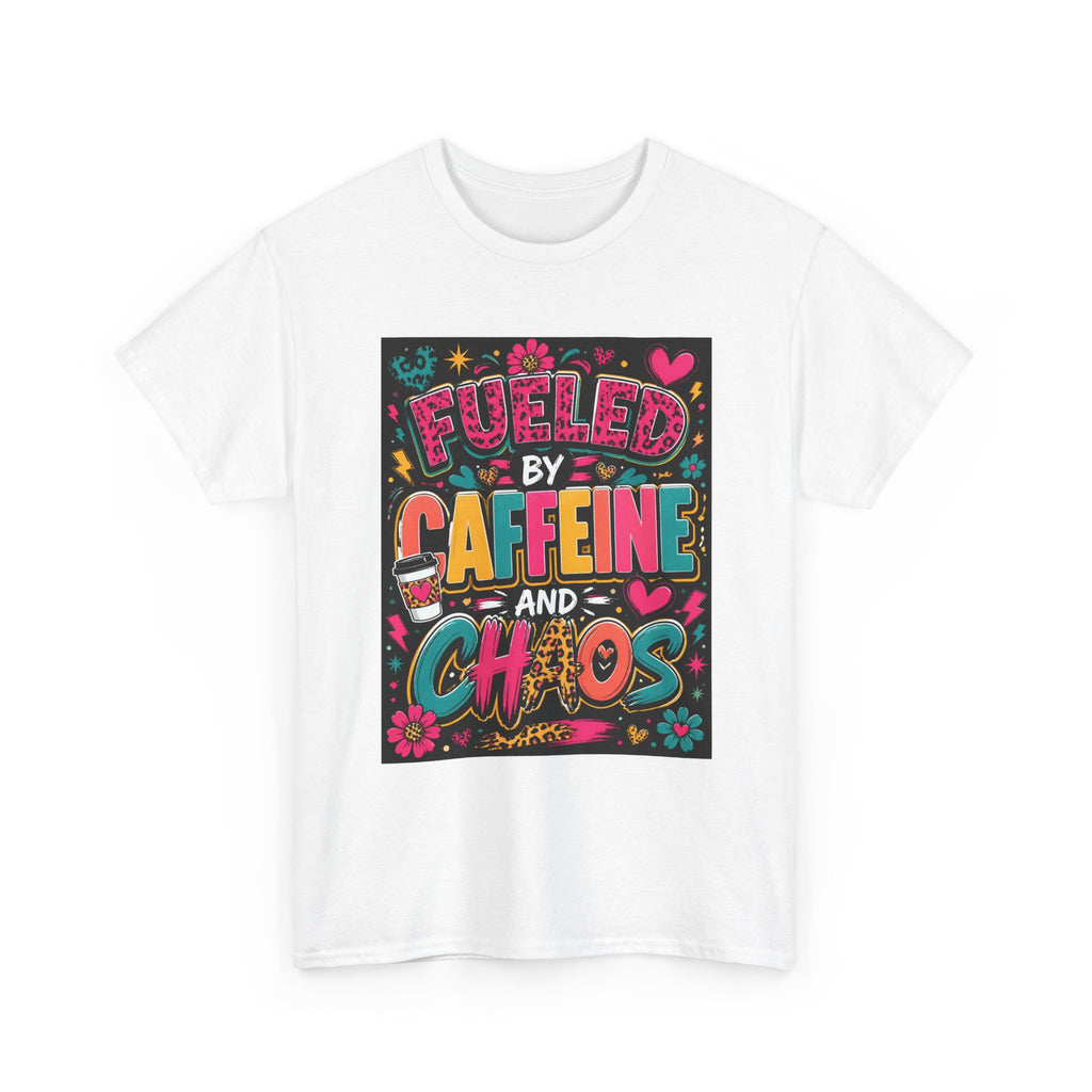 Coffee & Chaos T-Shirt — "Fueled by Caffeine and Chaos" Graphic Tee