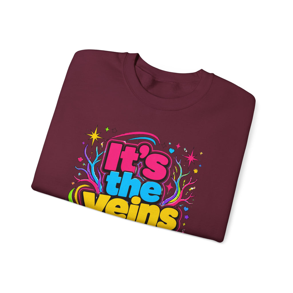 Crewneck Sweatshirt - "It's the Veins for Me" Colorful Retro Graphic