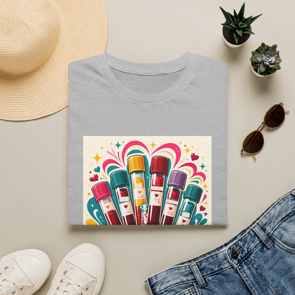 Phlebotomist Vibes T-Shirt — Colorful Blood Draw Tubes Design