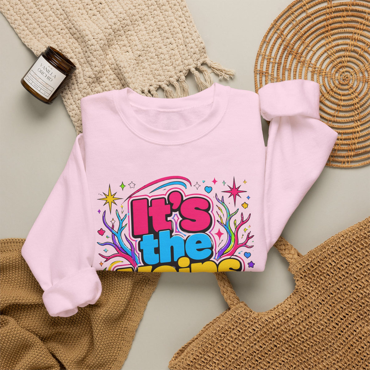 Crewneck Sweatshirt - "It's the Veins for Me" Colorful Retro Graphic