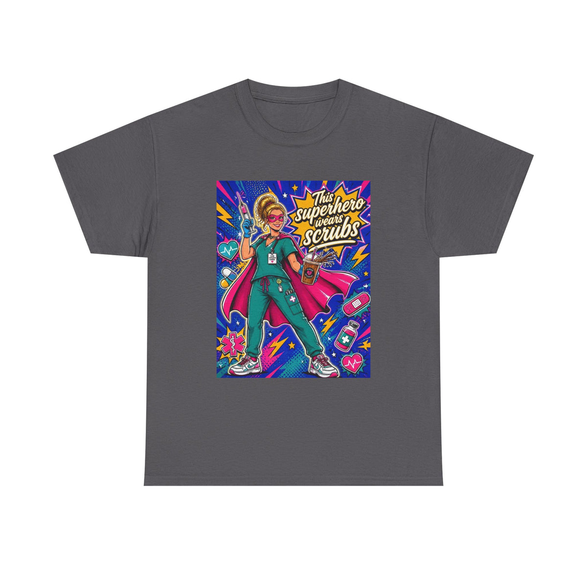 Nurse Superhero T-Shirt — "The Superhero in Scrubs" Graphic Tee for Healthcare Heroes
