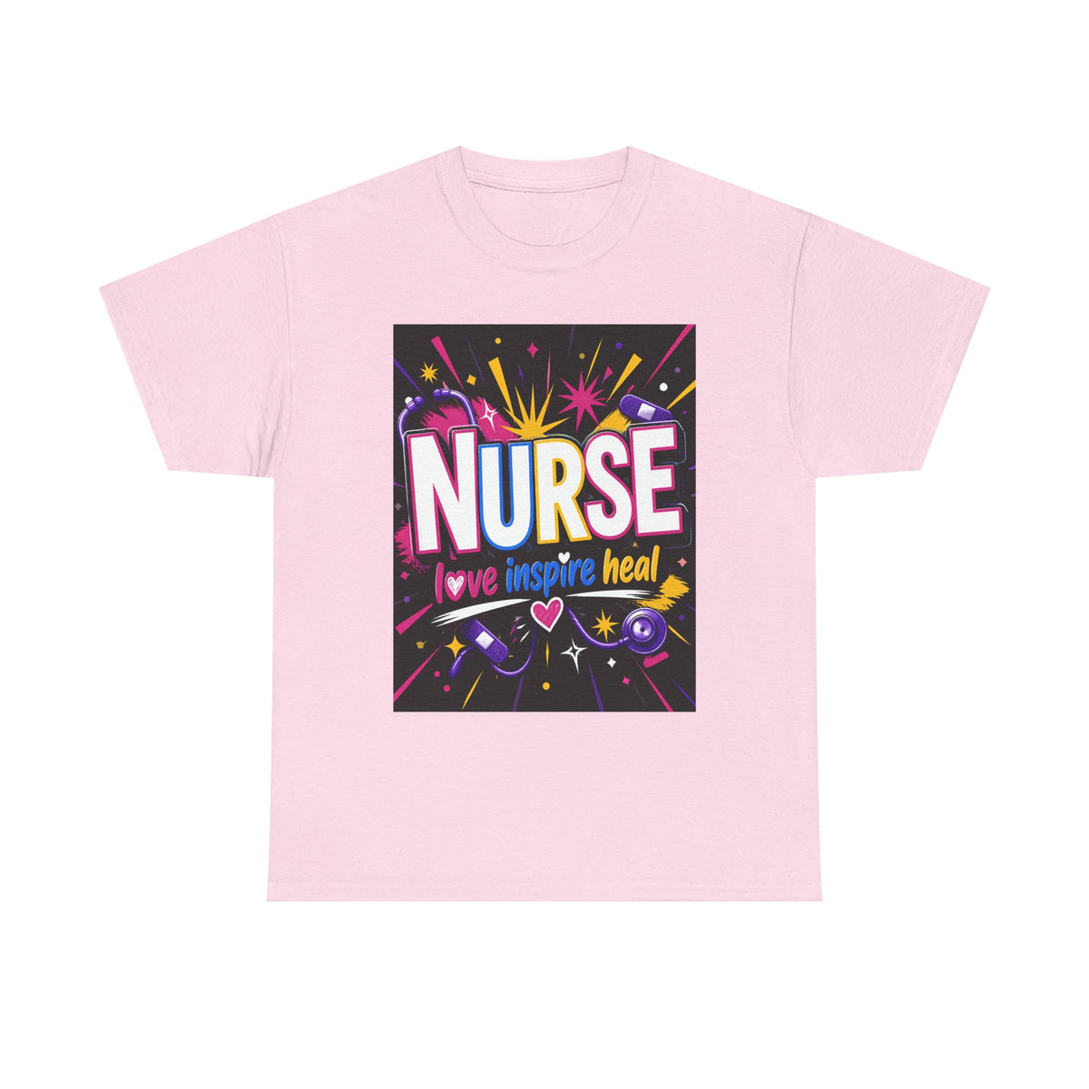 Nurse I Love, Inspire, Heal T-Shirt — Colorful Appreciation Tee for Nurses