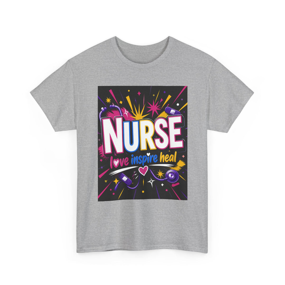 Nurse I Love, Inspire, Heal T-Shirt — Colorful Appreciation Tee for Nurses