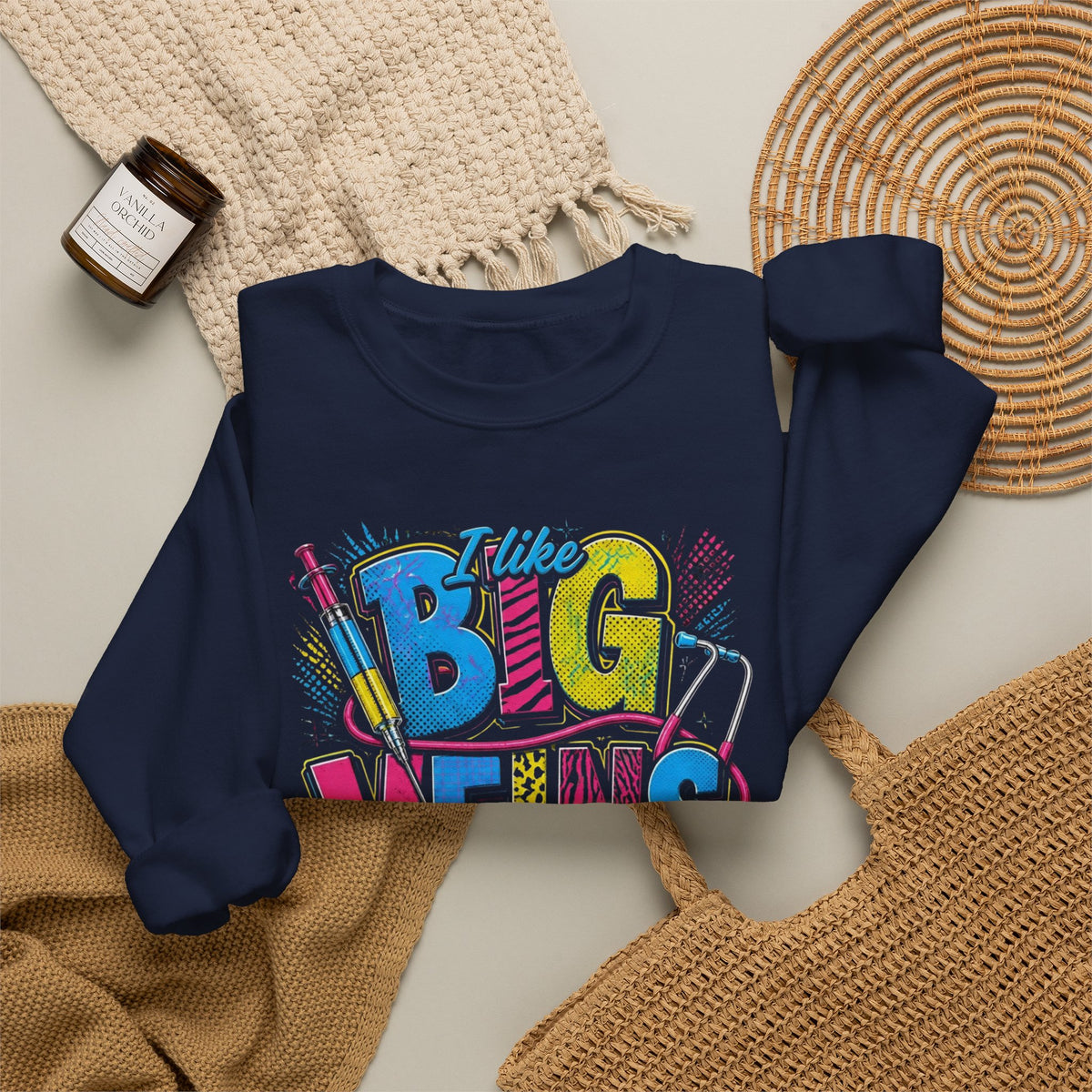 Sewing Crewneck Sweatshirt — "I Like Big Bows and I Cannot Lie" Colorful Quilting Design