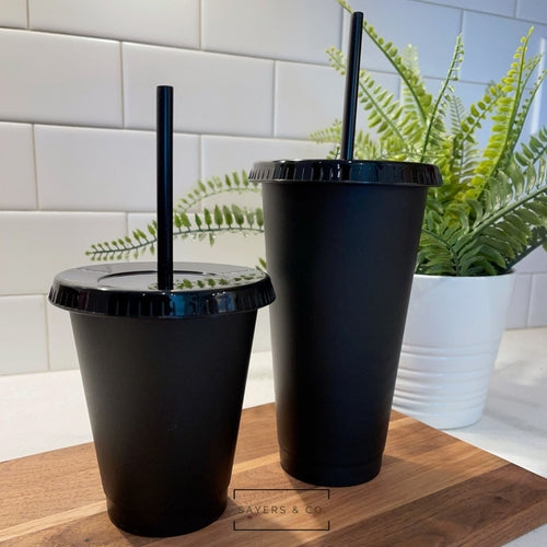 24oz Matte Glitter Colored or Matte Black Cold Cup
