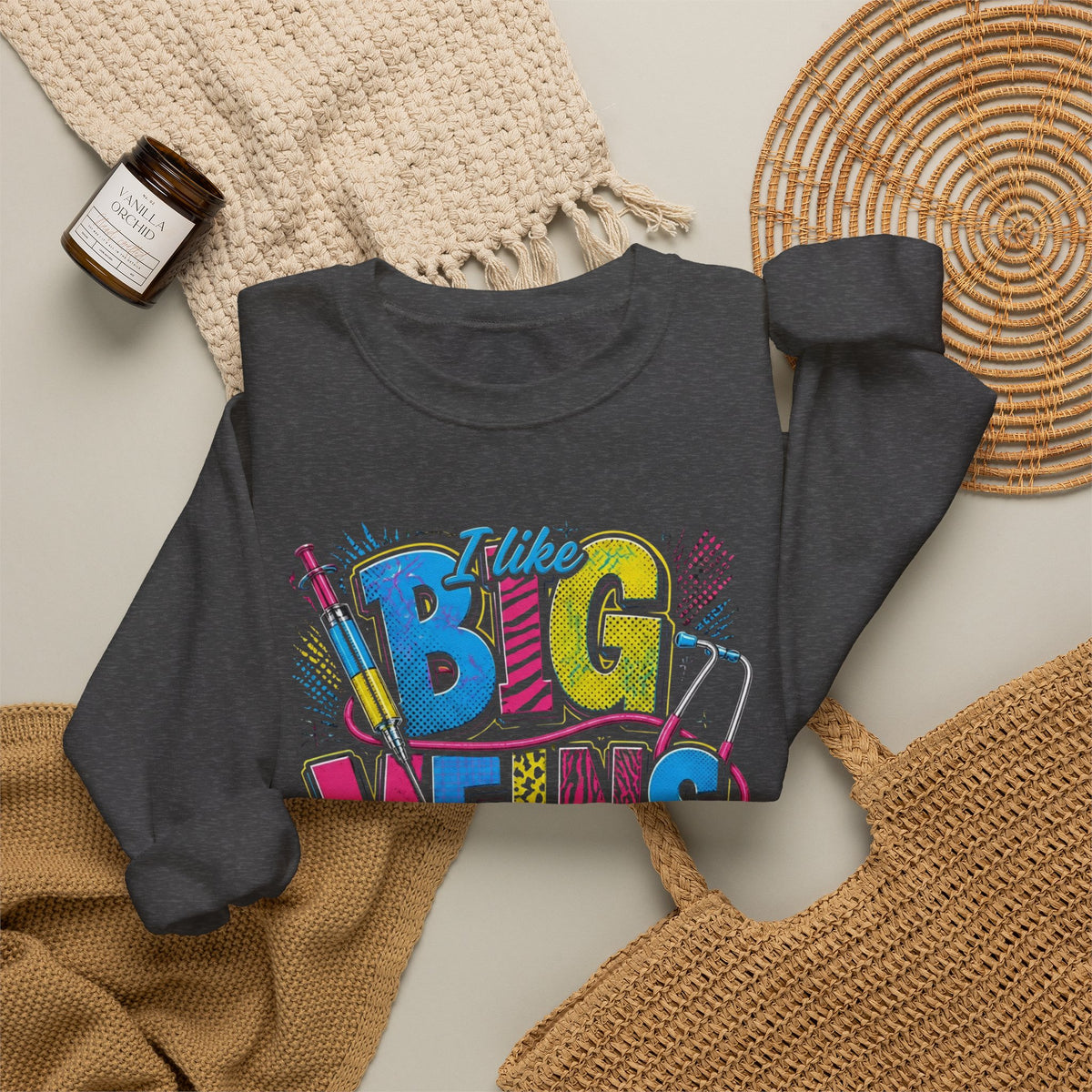 Sewing Crewneck Sweatshirt — "I Like Big Bows and I Cannot Lie" Colorful Quilting Design