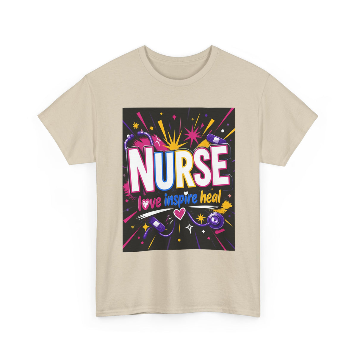 Nurse I Love, Inspire, Heal T-Shirt — Colorful Appreciation Tee for Nurses