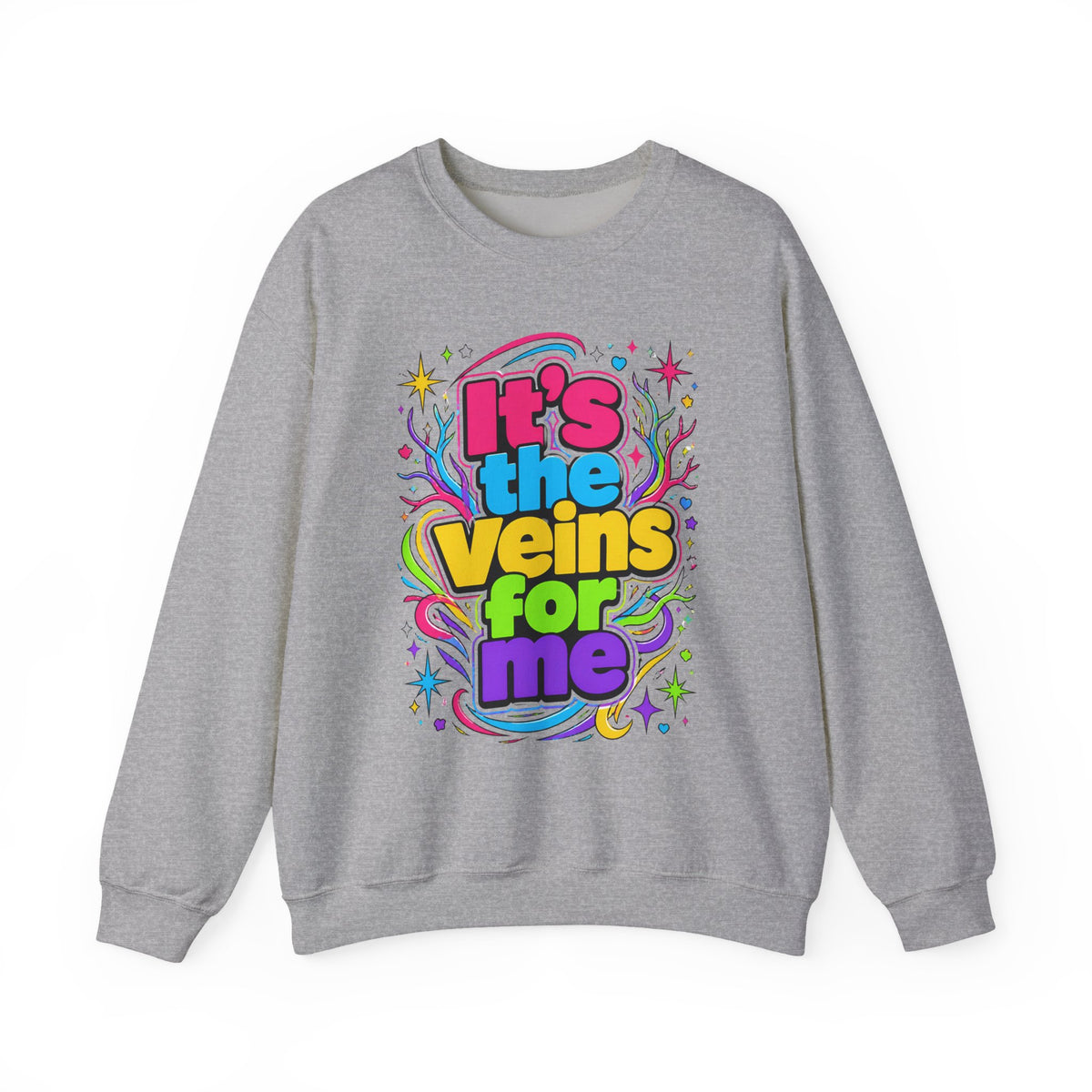 Crewneck Sweatshirt - "It's the Veins for Me" Colorful Retro Graphic