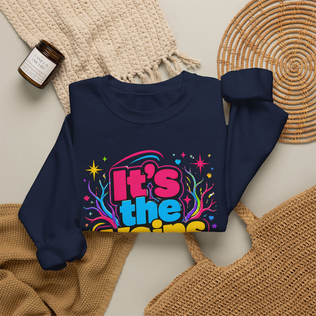 Crewneck Sweatshirt - "It's the Veins for Me" Colorful Retro Graphic