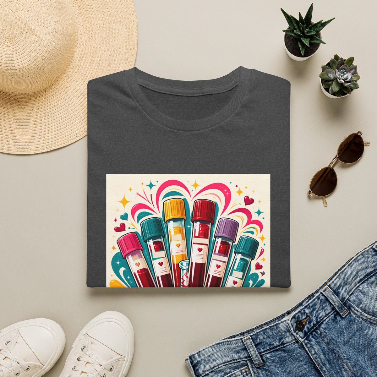 Phlebotomist Vibes T-Shirt — Colorful Blood Draw Tubes Design