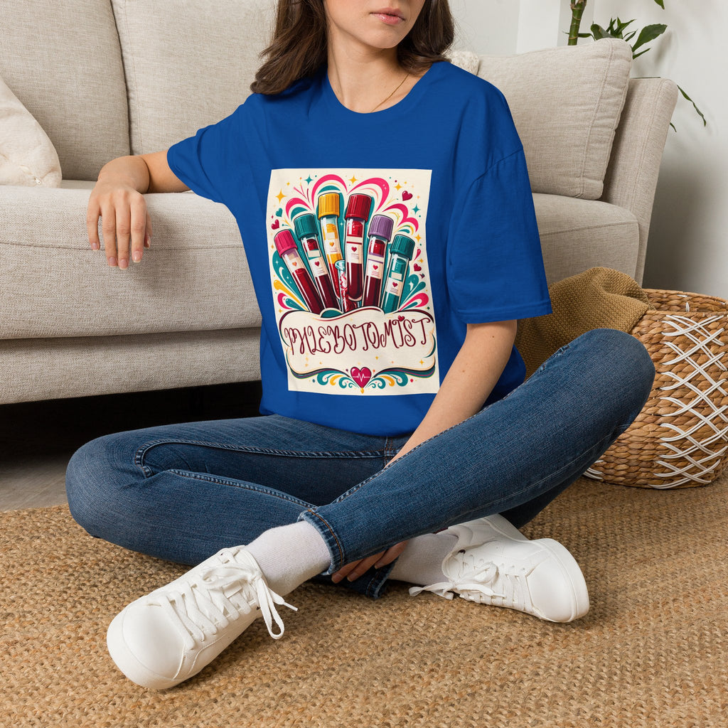 Phlebotomist Vibes T-Shirt — Colorful Blood Draw Tubes Design