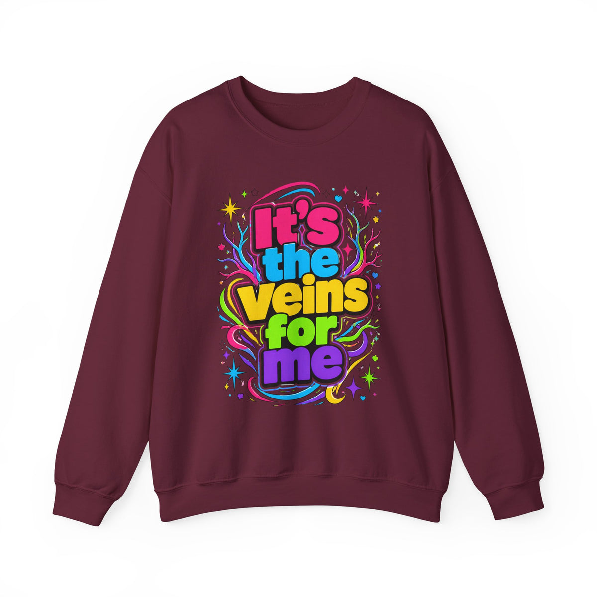 Crewneck Sweatshirt - "It's the Veins for Me" Colorful Retro Graphic