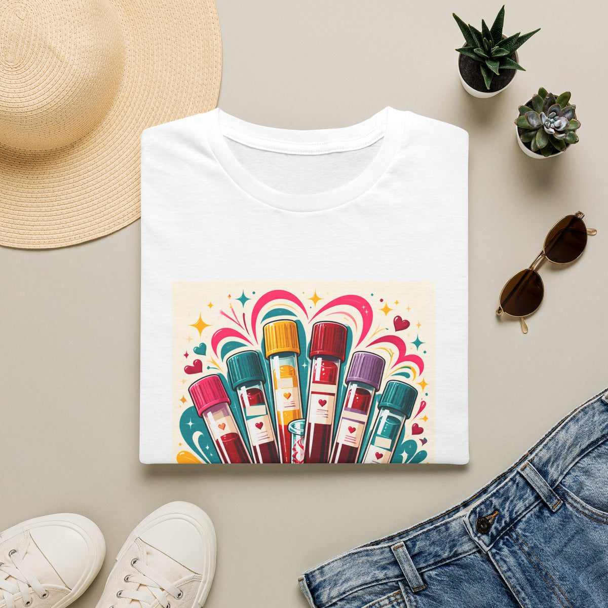 Phlebotomist Vibes T-Shirt — Colorful Blood Draw Tubes Design