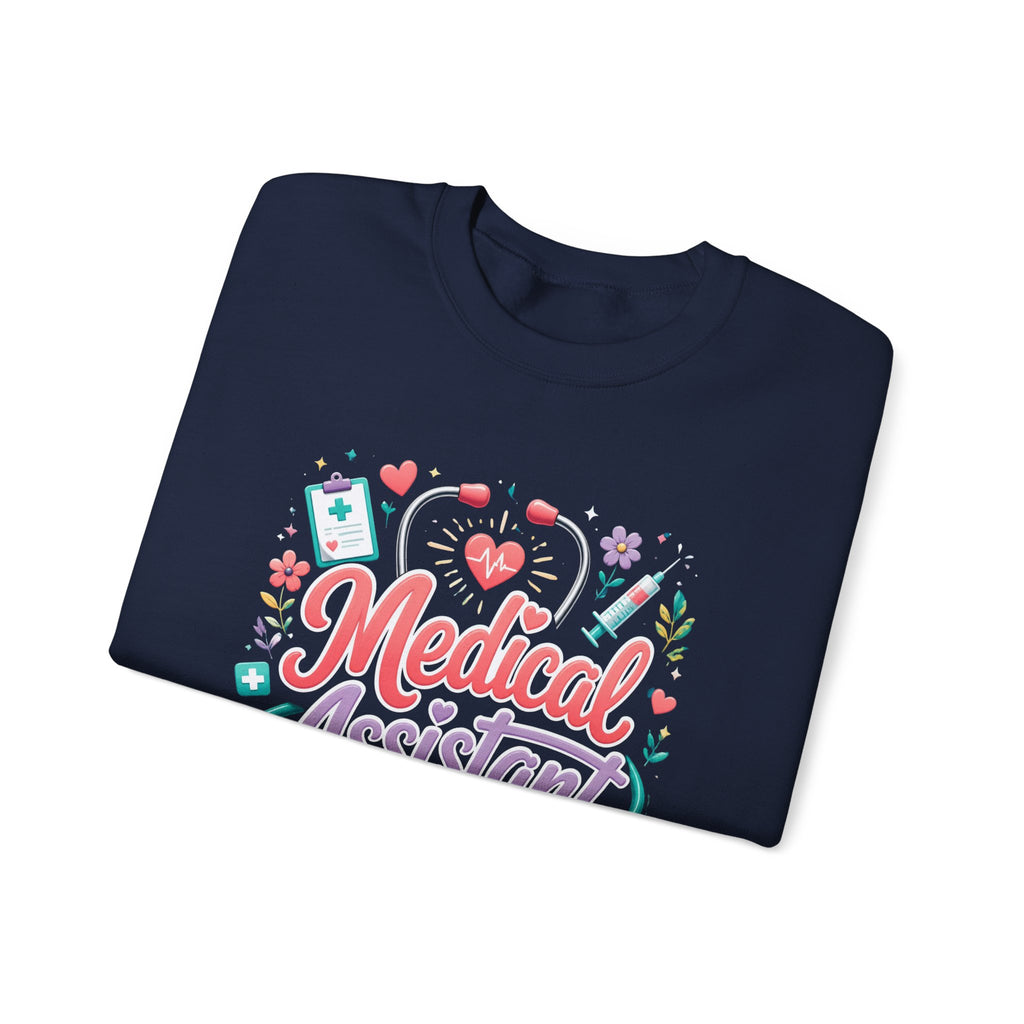 Medical Assistant Crewneck Sweatshirt — Cute Pastel Stethoscope & Heart Design