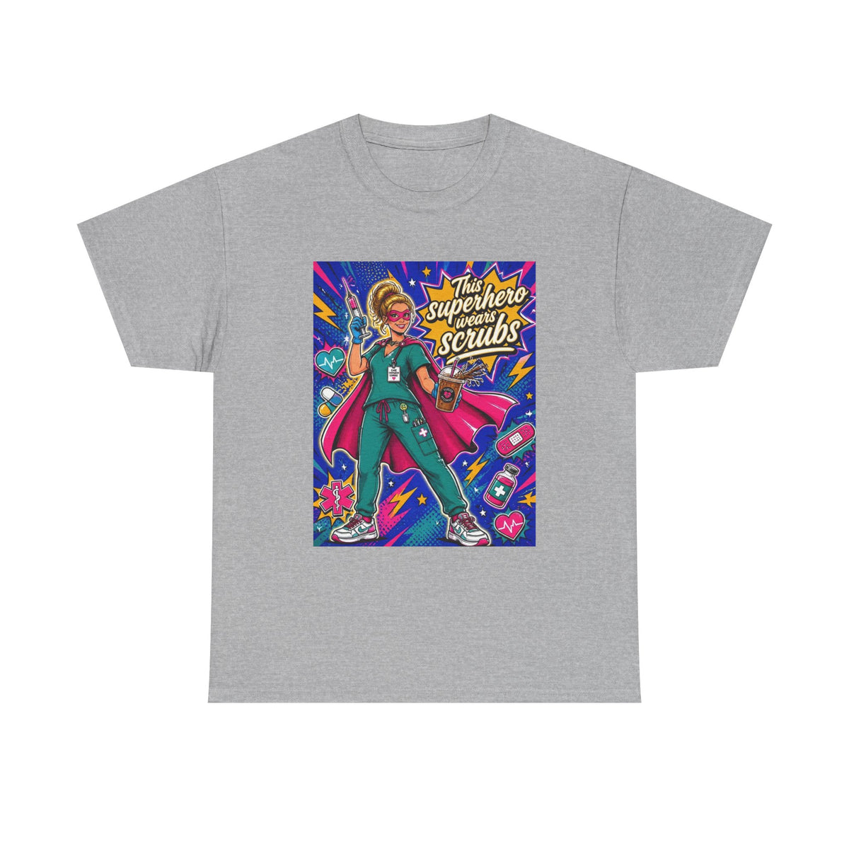 Nurse Superhero T-Shirt — "The Superhero in Scrubs" Graphic Tee for Healthcare Heroes