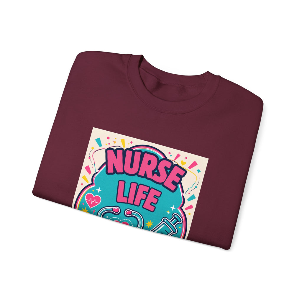 Nurse Life Sweatshirt — Cute Colorful Stethoscope & Syringe Crewneck for Nurses