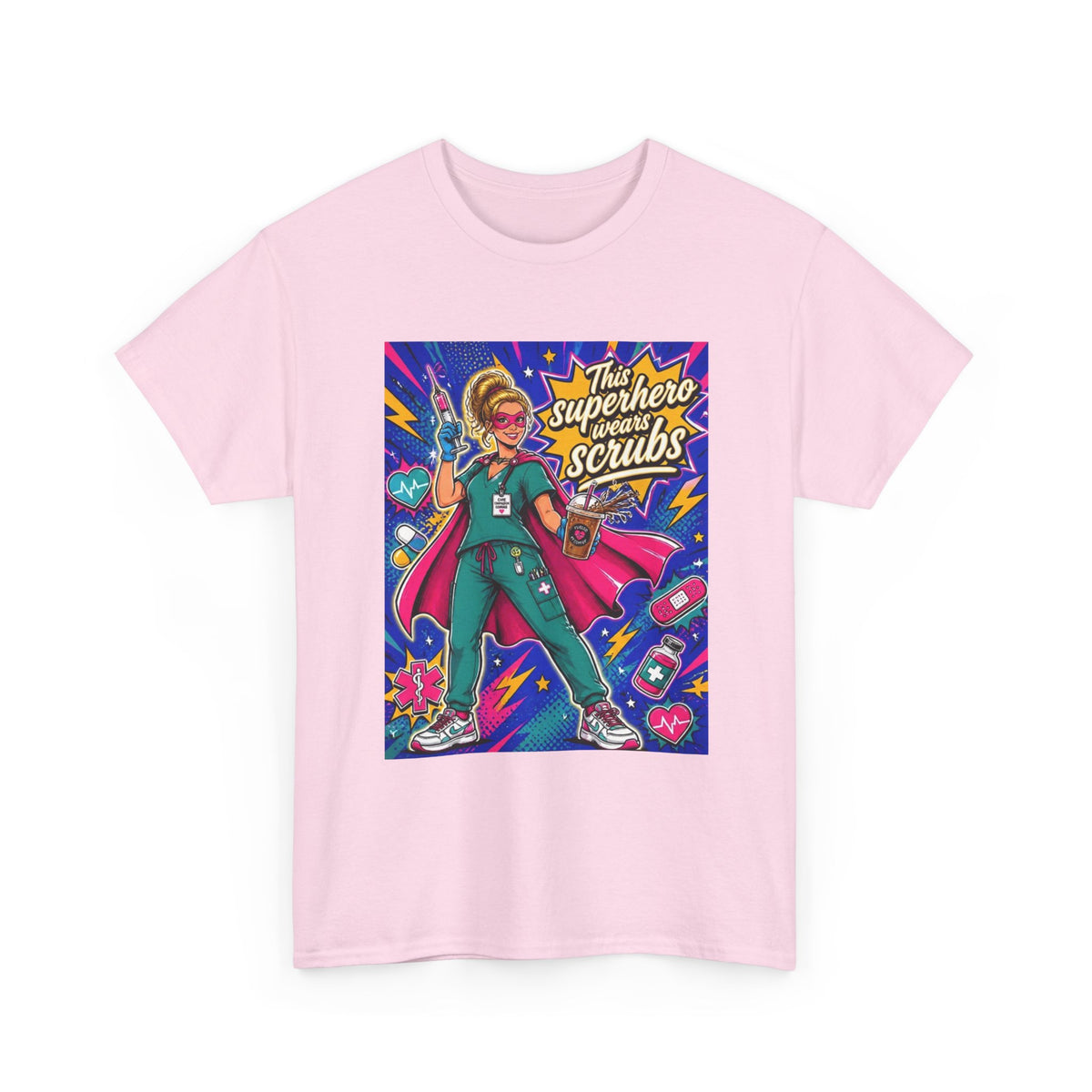 Nurse Superhero T-Shirt — "The Superhero in Scrubs" Graphic Tee for Healthcare Heroes