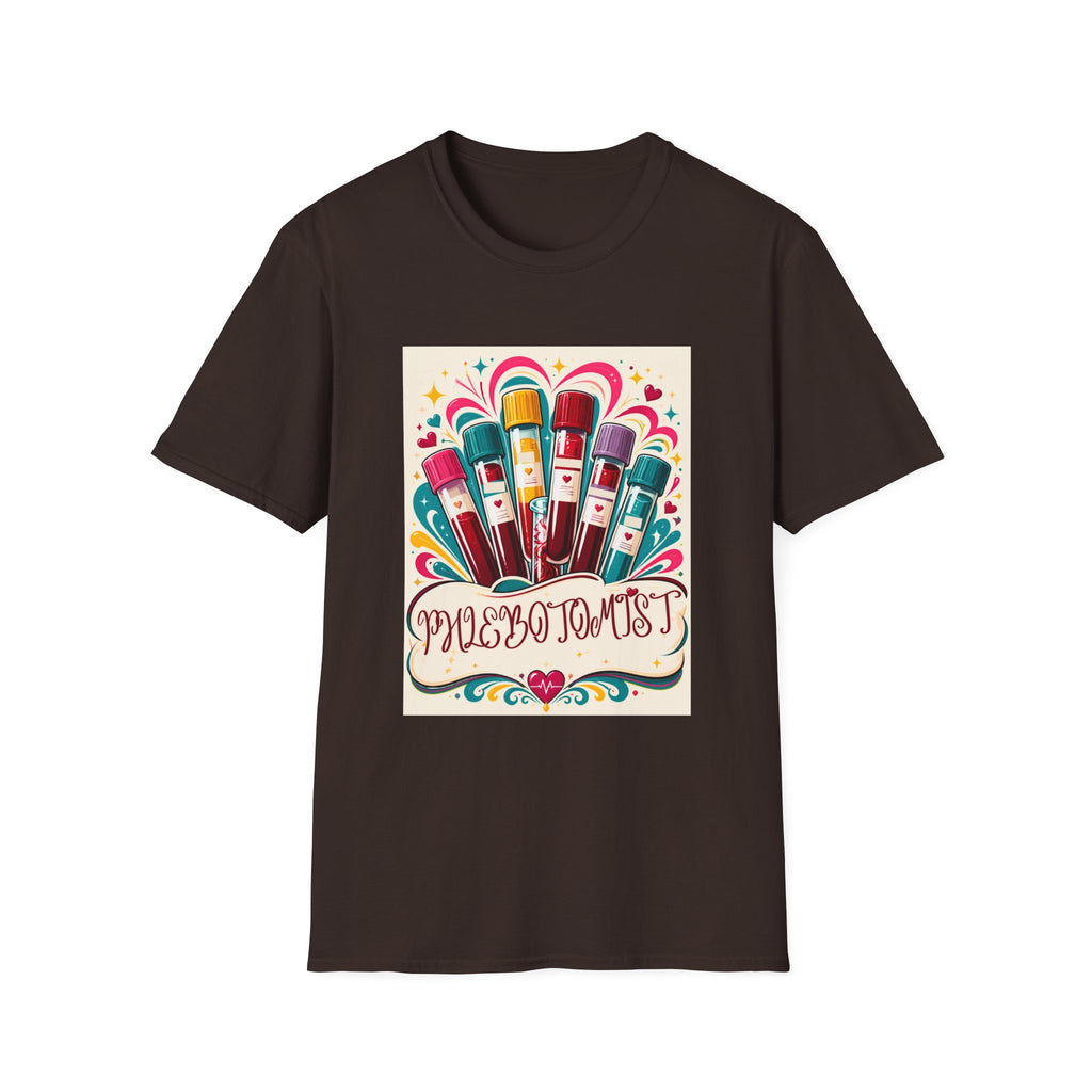 Phlebotomist Vibes T-Shirt — Colorful Blood Draw Tubes Design