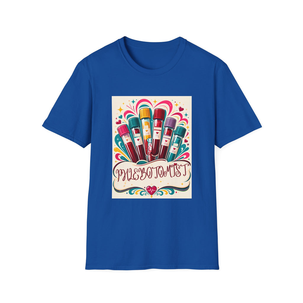 Phlebotomist Vibes T-Shirt — Colorful Blood Draw Tubes Design
