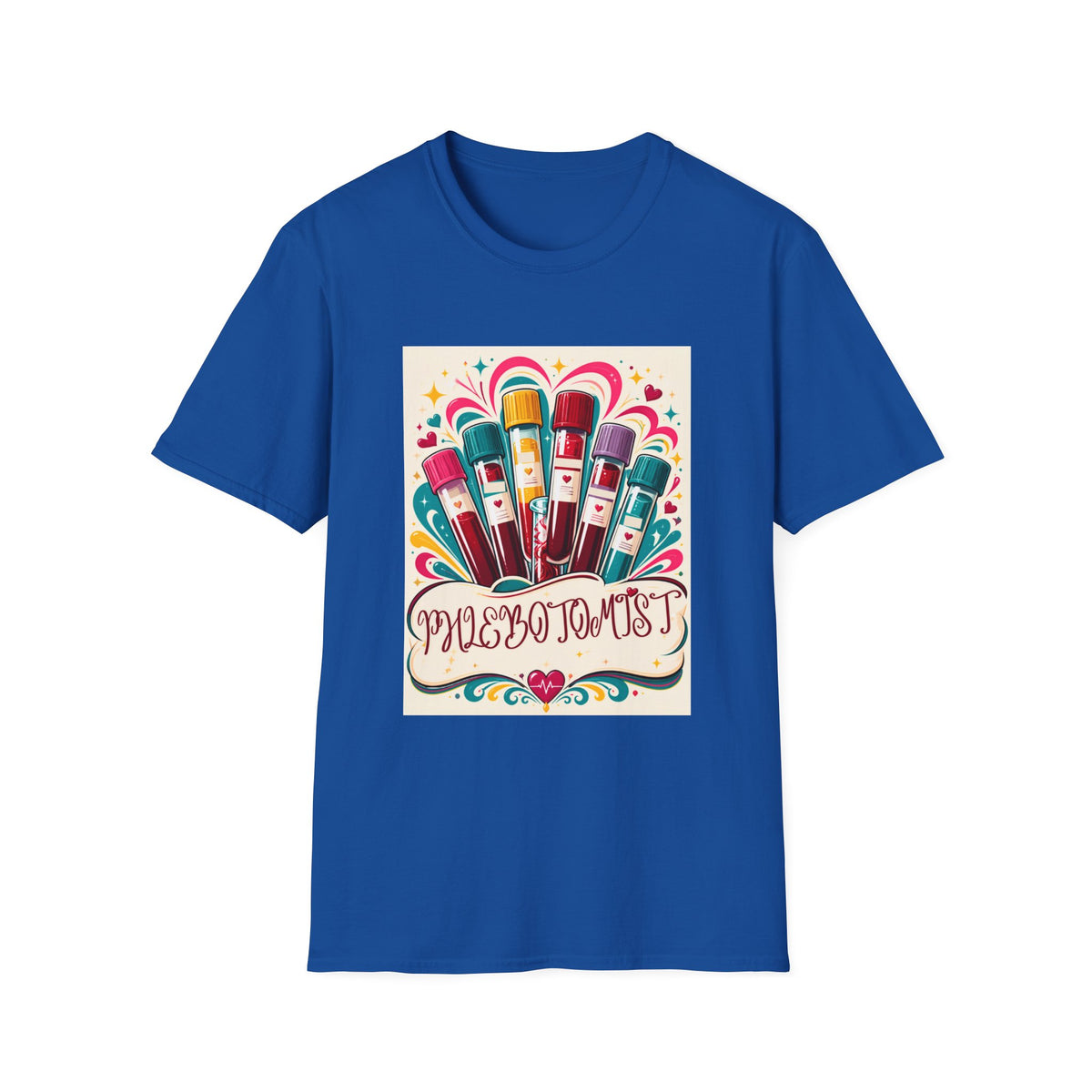 Phlebotomist Vibes T-Shirt — Colorful Blood Draw Tubes Design