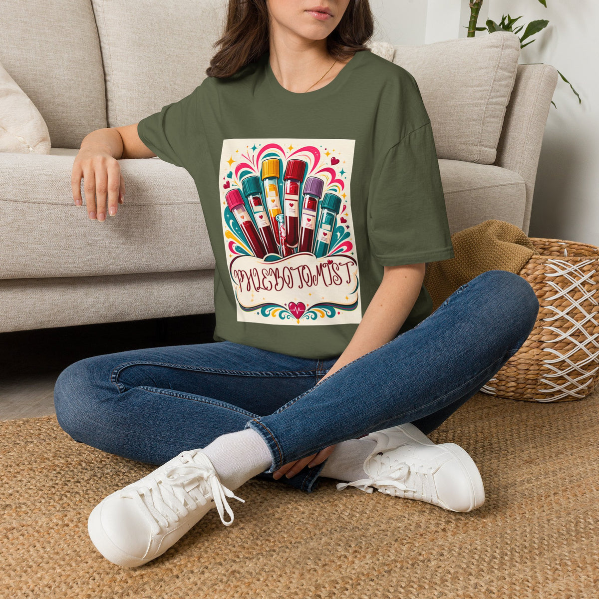 Phlebotomist Vibes T-Shirt — Colorful Blood Draw Tubes Design