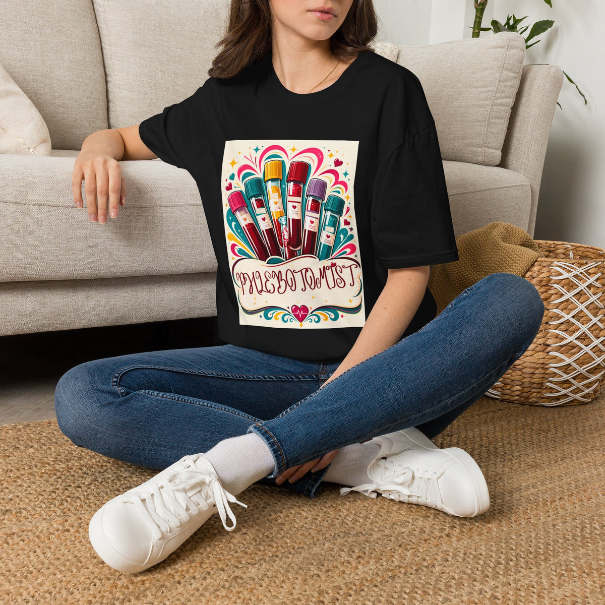 Phlebotomist Vibes T-Shirt — Colorful Blood Draw Tubes Design