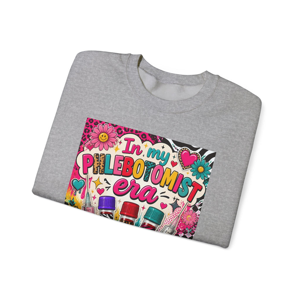 Phlebotomist Era Crewneck Sweatshirt — Colorful Test Tube Medical Tech Tee
