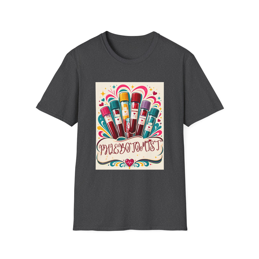 Phlebotomist Vibes T-Shirt — Colorful Blood Draw Tubes Design