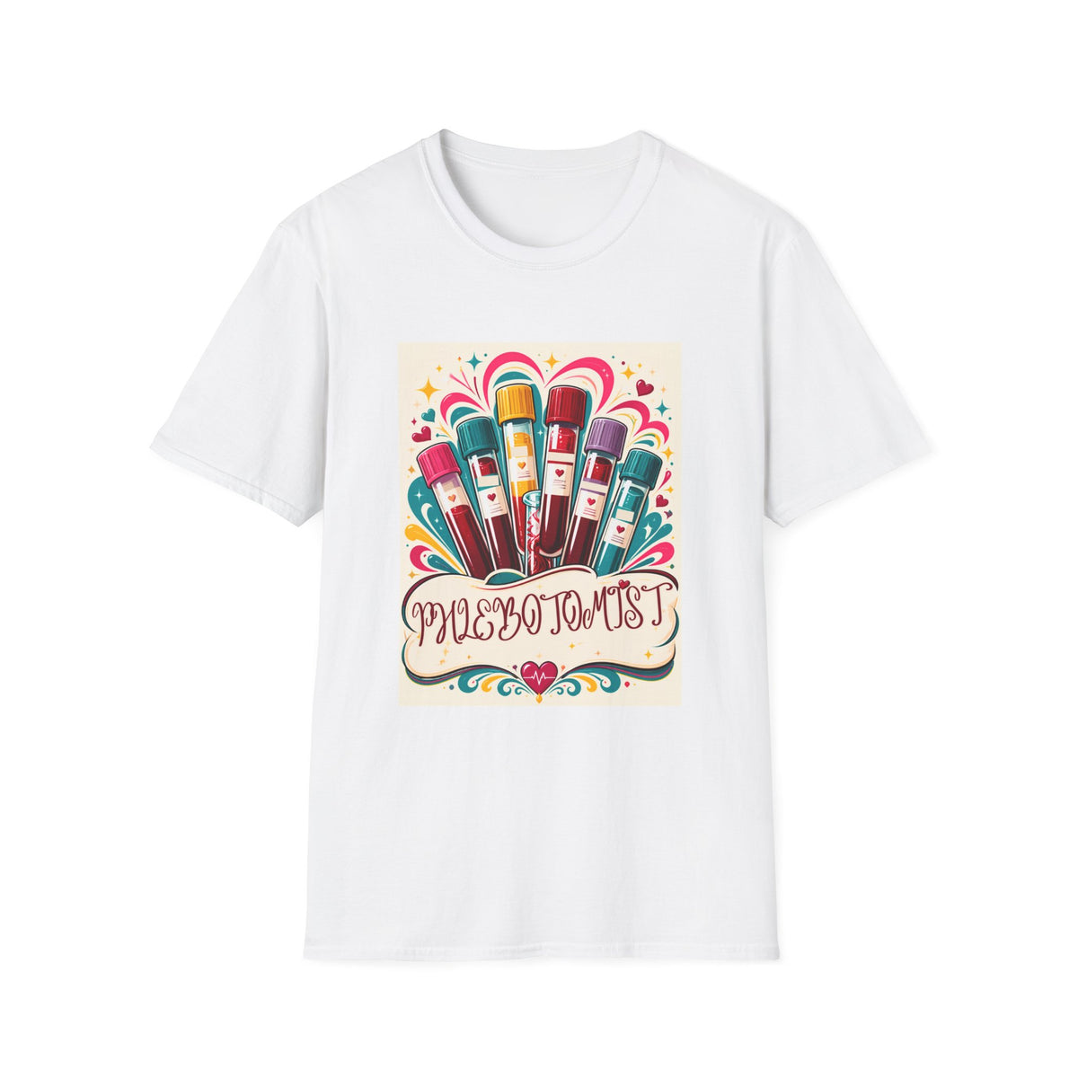 Phlebotomist Vibes T-Shirt — Colorful Blood Draw Tubes Design