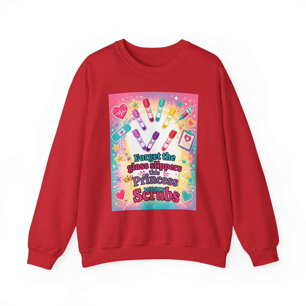 Princess Scrubs Crewneck Sweatshirt — "Forget the Glass Slippers, Princess Scrubs" Nursing Apparel