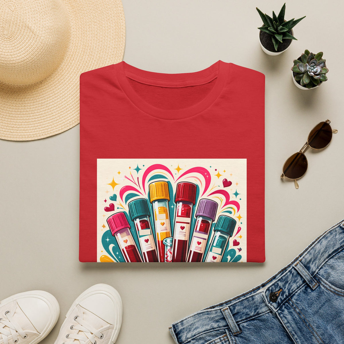 Phlebotomist Vibes T-Shirt — Colorful Blood Draw Tubes Design