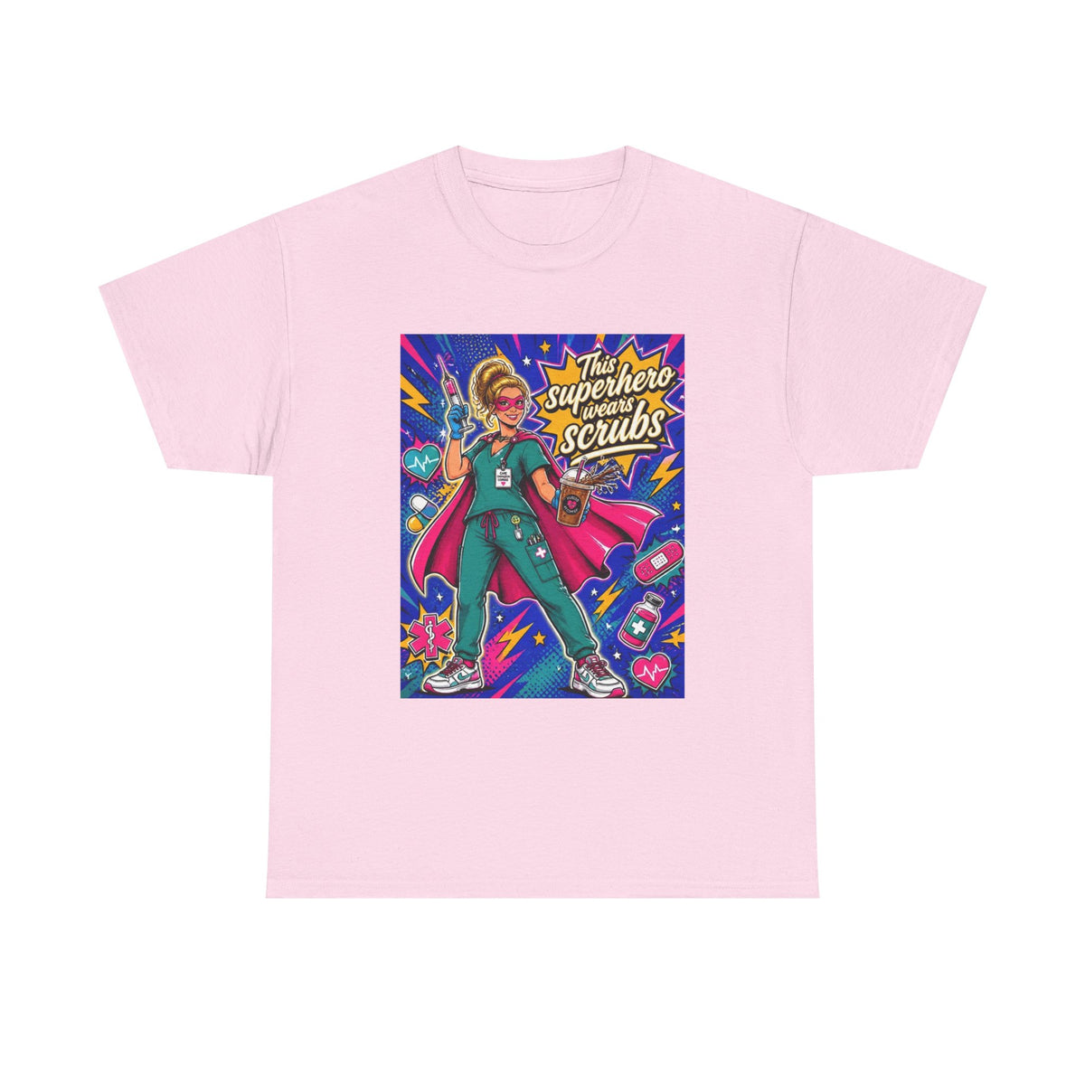 Nurse Superhero T-Shirt — "The Superhero in Scrubs" Graphic Tee for Healthcare Heroes