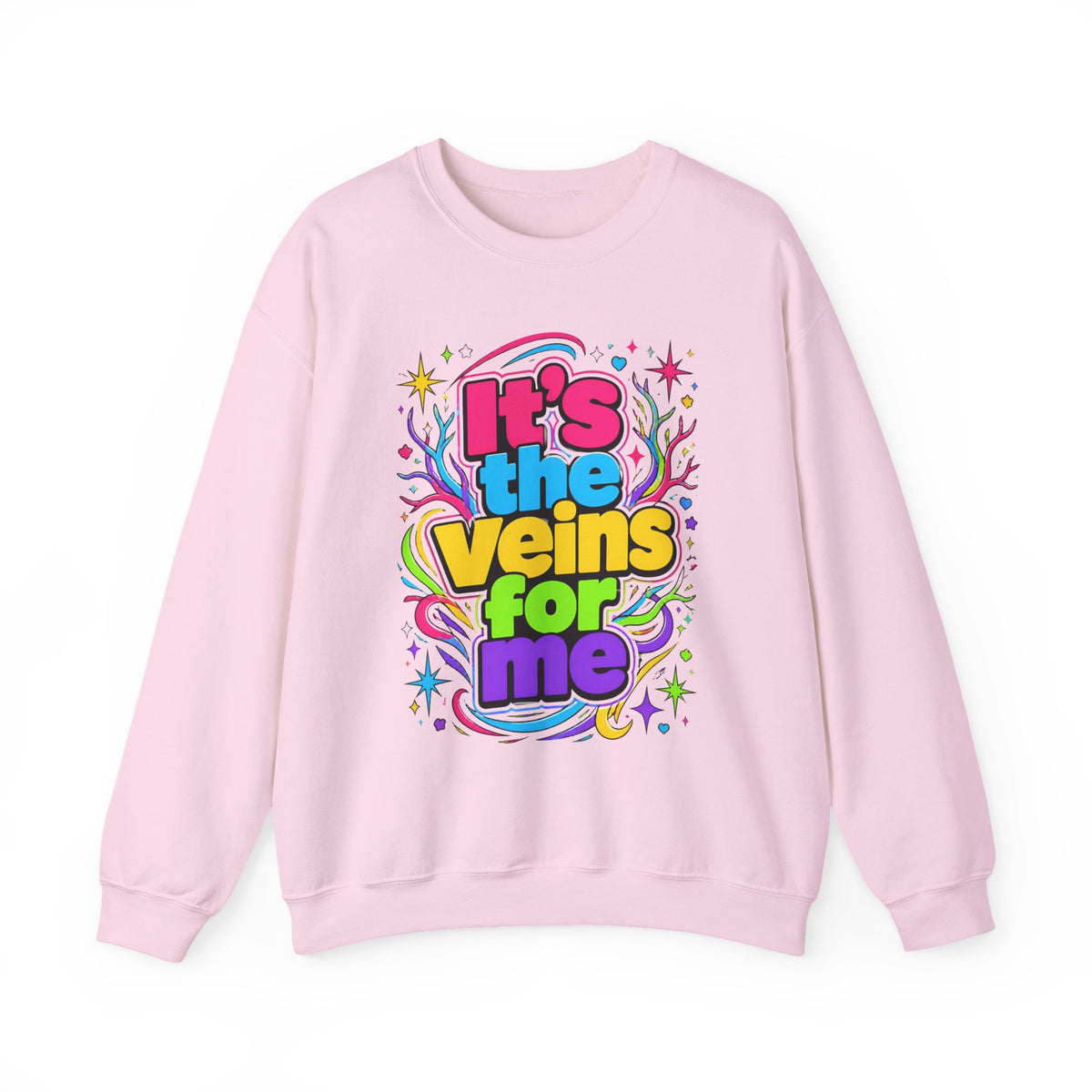 Crewneck Sweatshirt - "It's the Veins for Me" Colorful Retro Graphic