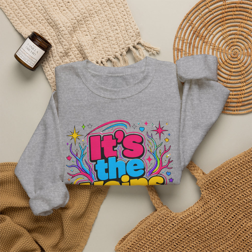 Crewneck Sweatshirt - "It's the Veins for Me" Colorful Retro Graphic
