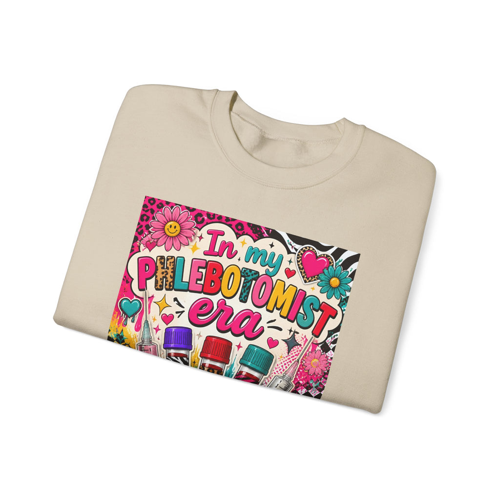 Phlebotomist Era Crewneck Sweatshirt — Colorful Test Tube Medical Tech Tee