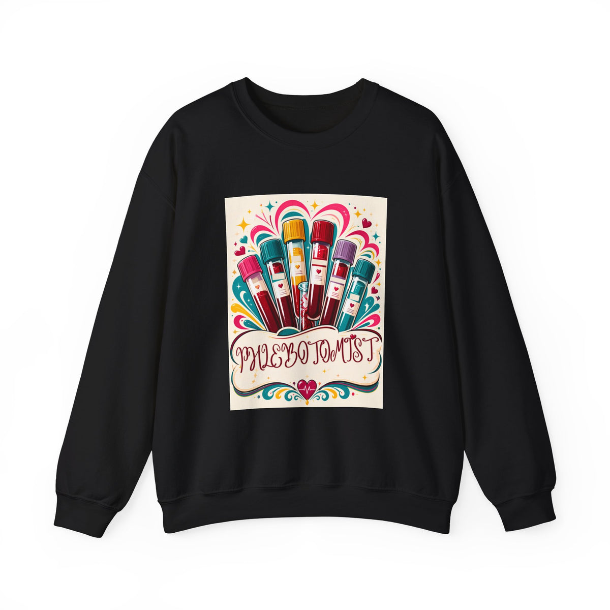 Crewneck Sweatshirt — Vibrant Phlebotomist Blood Tube Graphic