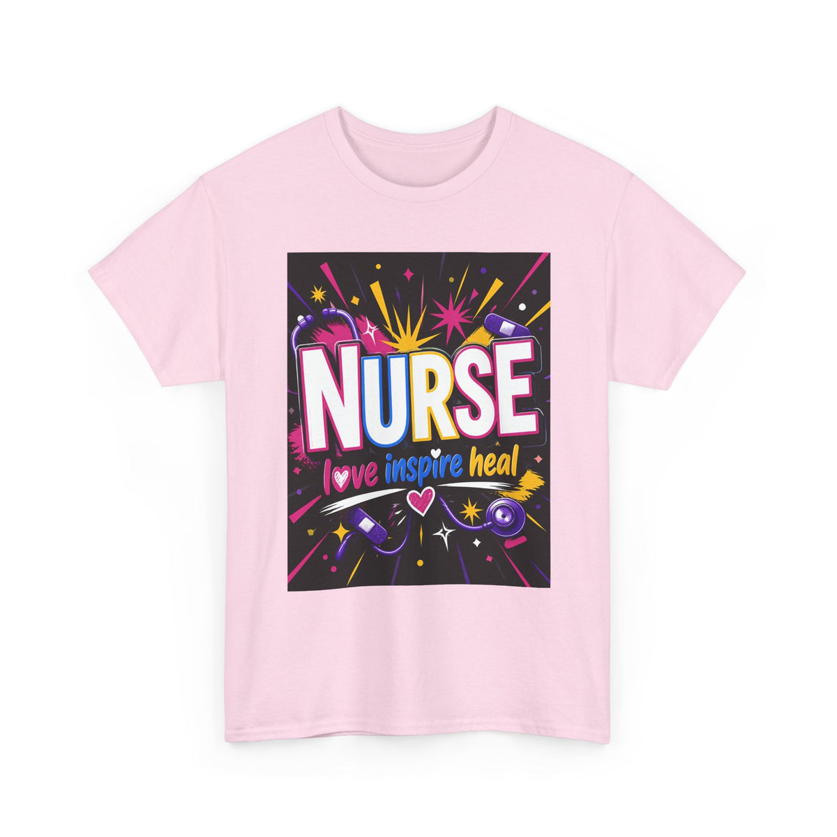 Nurse I Love, Inspire, Heal T-Shirt — Colorful Appreciation Tee for Nurses