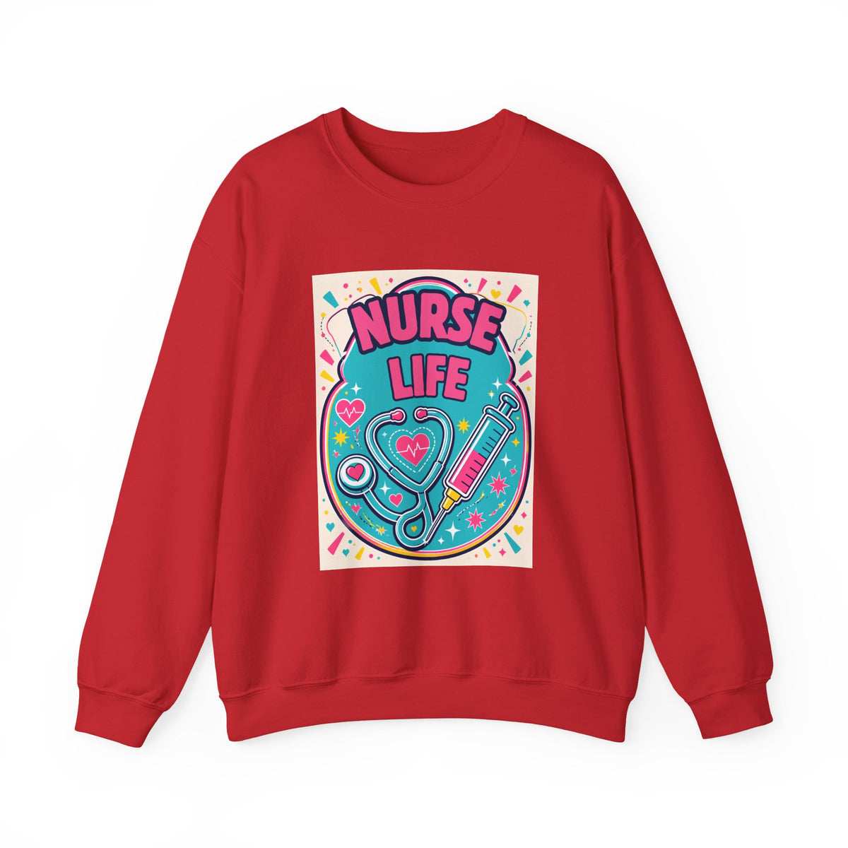Nurse Life Sweatshirt — Cute Colorful Stethoscope & Syringe Crewneck for Nurses