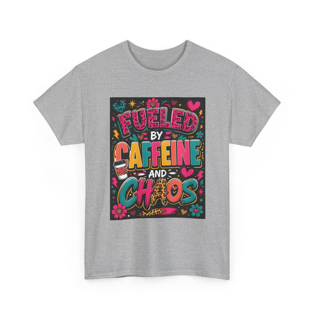 Coffee & Chaos T-Shirt — "Fueled by Caffeine and Chaos" Graphic Tee
