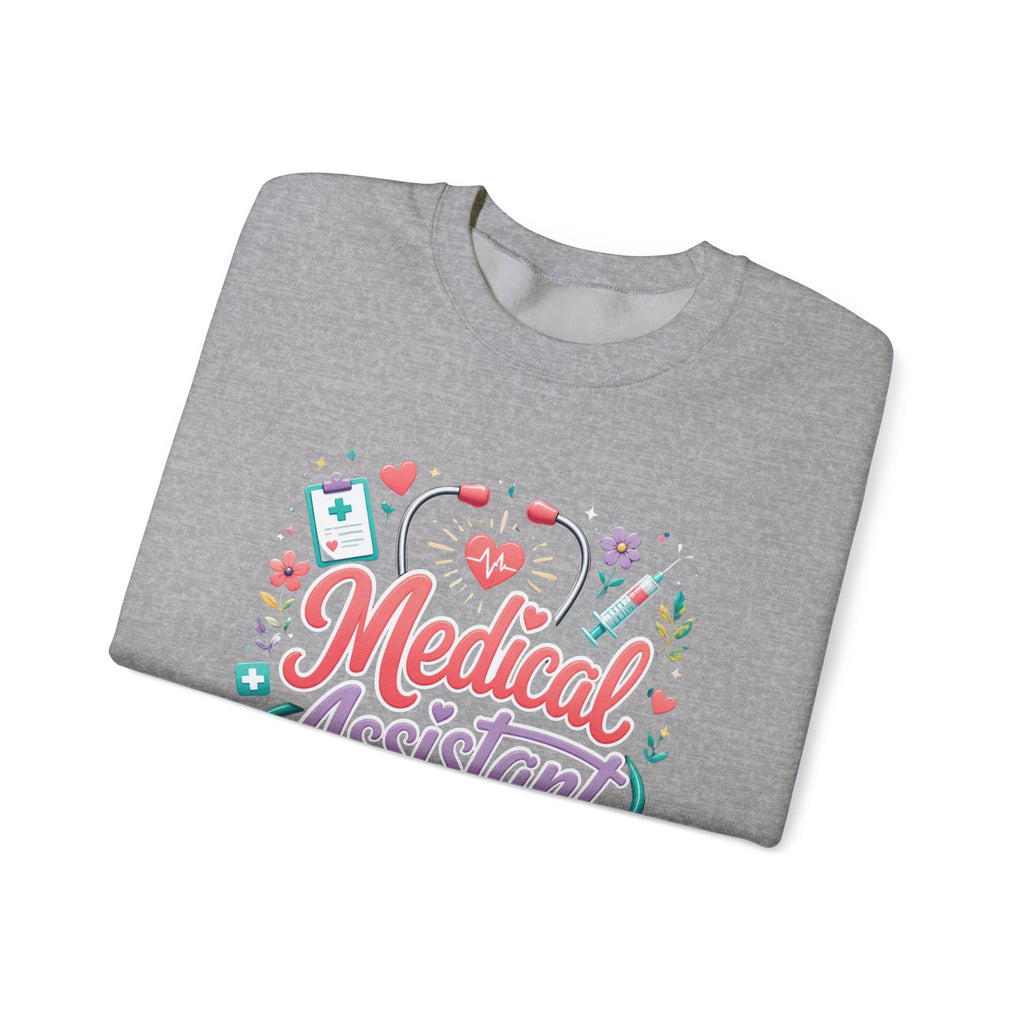 Medical Assistant Crewneck Sweatshirt — Cute Pastel Stethoscope & Heart Design