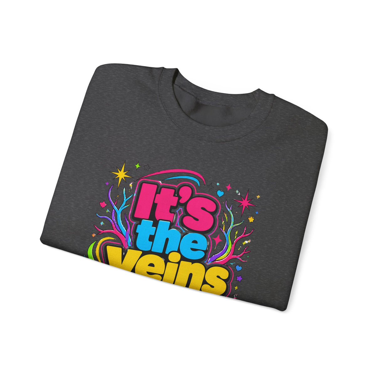 Crewneck Sweatshirt - "It's the Veins for Me" Colorful Retro Graphic